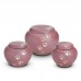 Brass - Rounded Pet Cremation Ashes Urn 1.5 Litres (Pink with Gold and Silver Pawprints)